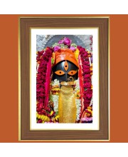 Kalighat Kali Maa Photo Frame - 10x14 Inches, Brown Wooden Frame for Home, Office & Temple Decoration