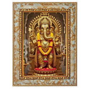 Lord Ganesh Digital Print Photo 6.7x8.7 inches (I5990) - Vibrant Religious Wall Art for Home or Office Decor.