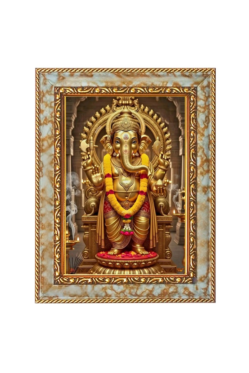 Lord Ganesh Digital Print Photo 6.7x8.7 inches - Vibrant Religious Wall Art for Home or Office Decor.