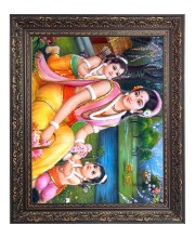 Maa Sita Luv and Kush Big Photo Frame - 16x20 Inches for Home & Office Decoration