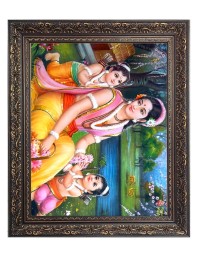 Maa Sita Luv and Kush Big Photo Frame - 22x26 Inches for Home & Office Decoration