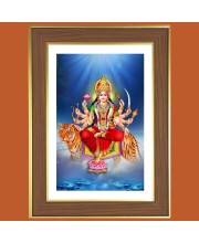 Hindu Kali Goddess Photo Frame - 10x14 Inches, Brown Wooden Frame for Home, Office & Temple Decoration