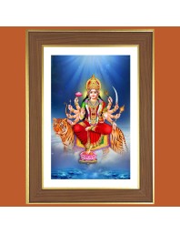 Hindu Kali Goddess Photo Frame - 10x14 Inches, Brown Wooden Frame for Home, Office & Temple Decoration