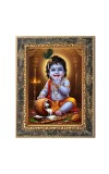 Lord Baby Krishna Digital Print Photo 10.7x12.7 inches (I6015) - Vibrant Religious Wall Art for Home or Office Decor.