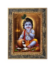 Lord Baby Krishna Digital Print Photo 10.7x12.7 inches (I6015) - Vibrant Religious Wall Art for Home or Office Decor.
