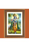 Lord Krishna Photo Frame - 10x14 Inches, Brown Wooden Frame for Home, Office & Temple decoration