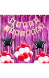 Happy Birthday Decoration Combo Set - 20 Pcs. Metallic Balloons, 1 Star Foil Balloons, 13 Pcs. Birthday Banner, 2 Pcs. Foil Curtain Party Backdrop Kit for Celebrations and Events (Mixture)