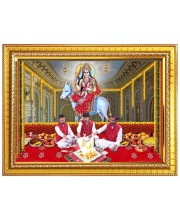 Sheetala Saptami Photo Frame - 10x14 Inches, Brown Wooden Frame for Home, Office & Temple Decoration