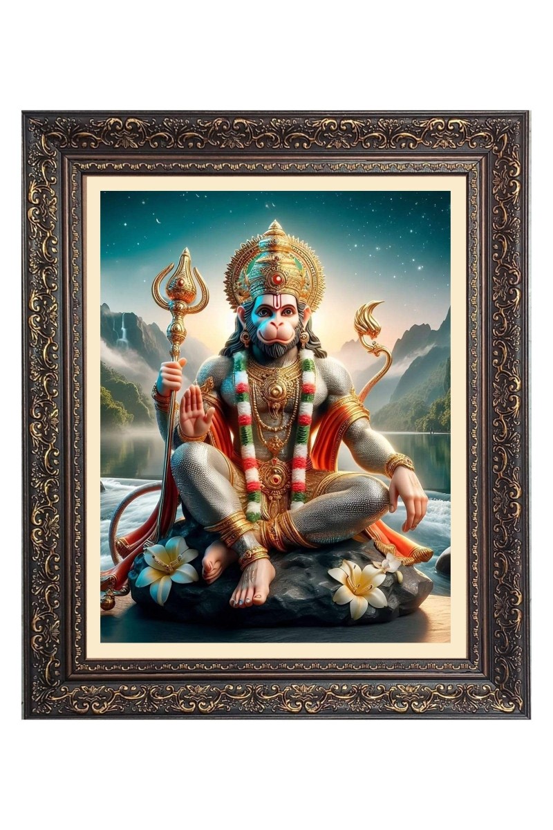 Sri Hanuman Big Photo Frame - 18x22 Inches for Home & Office Decoration