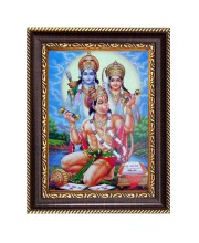 Lord Rama, Sita, and Hanuman Digital Print Photo 10.7x12.7 inches (I6129) - Vibrant Religious Wall Art for Home or Office Decor.