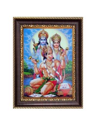 Lord Rama, Sita, and Hanuman Digital Print Photo 14.7x16.7 inches (I6129) - Vibrant Religious Wall Art for Home or Office Decor.