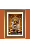 Goddess Saraswati Photo Frame - 10x14 Inches, Brown Wooden Frame for Home, Office & Temple Decoration