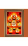 Ashta Laxmi Photo Frame - 10x14 Inches, Brown Wooden Frame for Home, Office & Temple Decoration