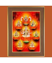 Ashta Laxmi Photo Frame - 10x14 Inches, Brown Wooden Frame for Home, Office & Temple Decoration