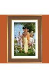 God Dattatreya Photo Frame - 10x14 Inches, Brown Wooden Frame for Home, Office & Temple Decoration