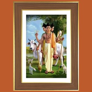 God Dattatreya Photo Frame - 12x16 Inches, Brown Wooden Frame for Home, Office & Temple Decoration God Dattatreya Photo Frame - 12x16 Inches, Brown Wooden Frame for Home, Office & Temple Decoration