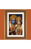 Radha and Krishna Photo Frame - 10x14 Inches, Brown Wooden Frame for Home, Office & Temple decoration