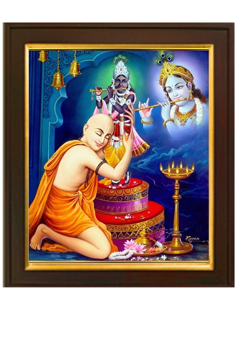HI Tech Sales Chaitanya Mahaprabhu with Lord Krishna Photo Frame Size 10X12 Inches