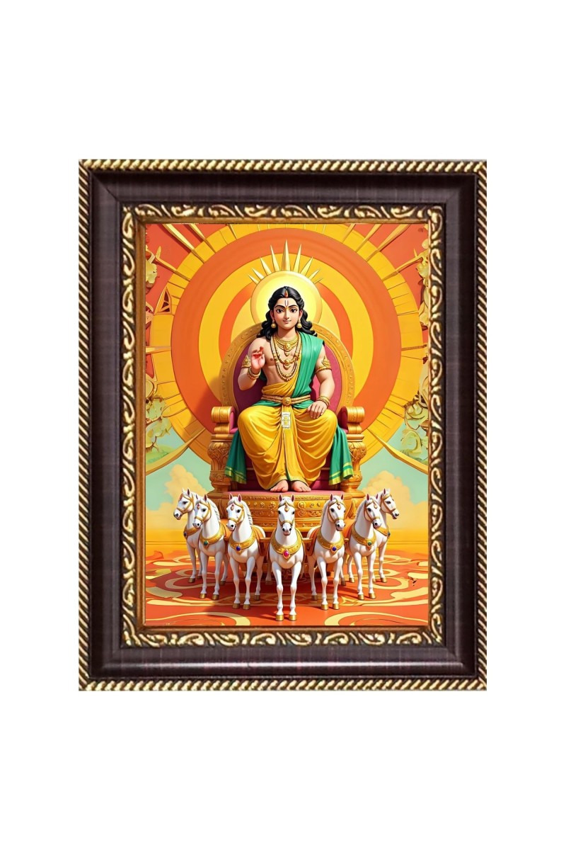 Lord surya Digital Print Photo 8.7x10.7 inches (I6003) - Vibrant Religious Wall Art for Home or Office Decor.