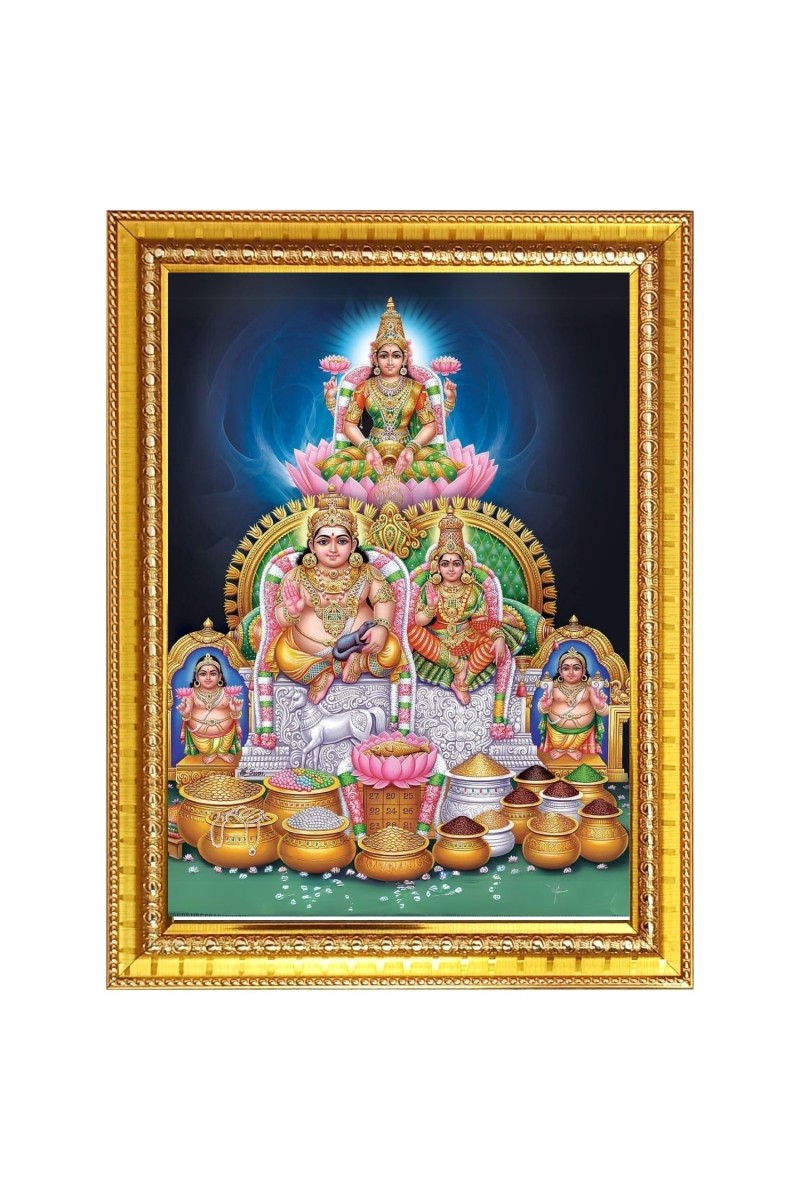 Goddess kubera lakshmi Photo Frame - 10x14 Inches, Brown Wooden Frame for Home, Office & Temple Decoration