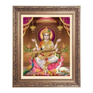 Maa Saraswati Big Photo Frame - 18x22 Inches for Home & Office Decoration