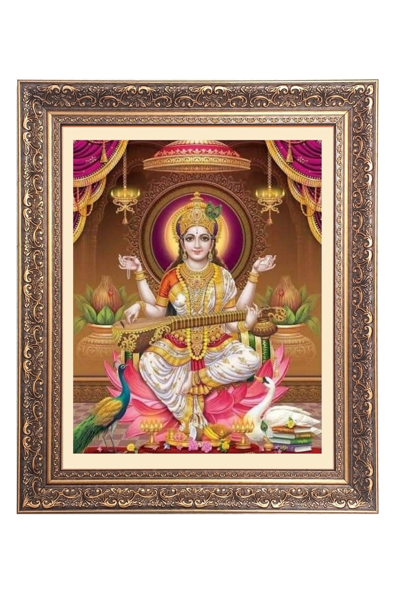 Maa Saraswati Big Photo Frame - 18x22 Inches for Home & Office Decoration
