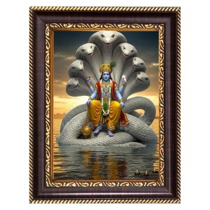 Lord Vishnu Digital Print Photo 6.7x8.7 inches - Vibrant Religious Wall Art for Home or Office Decor.