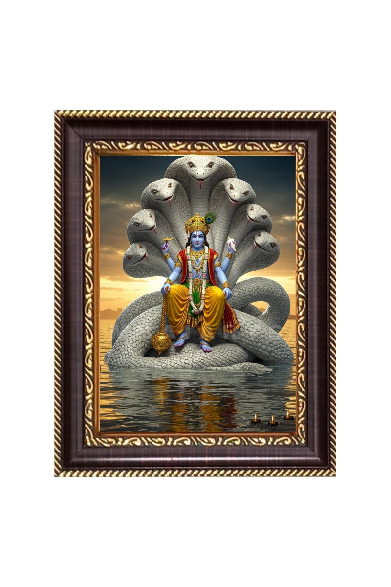 Lord Vishnu Digital Print Photo 6.7x8.7 inches (I6009) - Vibrant Religious Wall Art for Home or Office Decor.