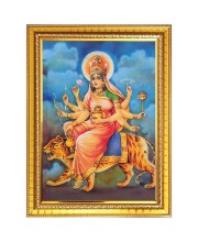 Maa Chandraghanta Photo Frame - 14x18 Inches, Brown Wooden Frame for Home, Office & Temple Decoration