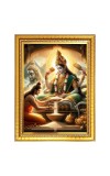 Maa Annapoorna devi Photo Frame - 10x14 Inches, Brown Wooden Frame for Home, Office & Temple Decoration