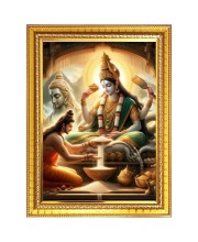 Maa Annapoorna devi Photo Frame - 10x14 Inches, Brown Wooden Frame for Home, Office & Temple Decoration