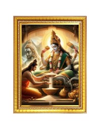 Maa Annapoorna devi Photo Frame - 14x18 Inches, Brown Wooden Frame for Home, Office & Temple Decoration