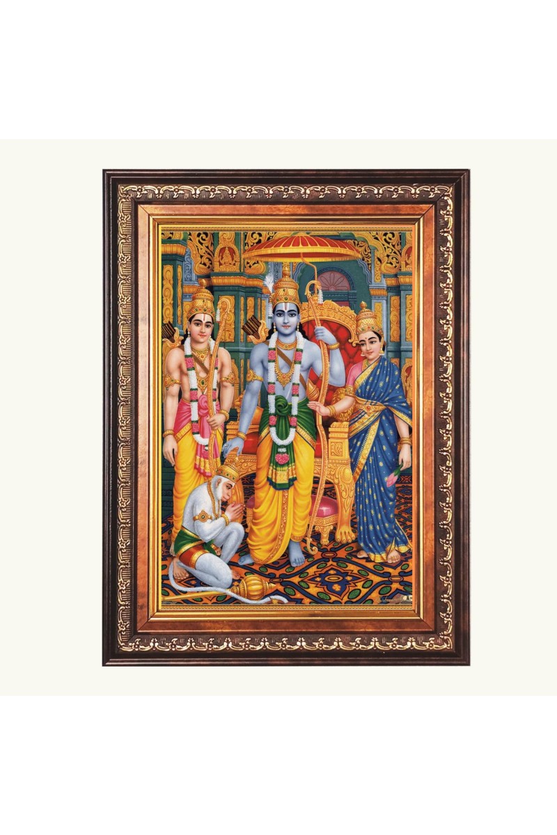 Sri Ram Sita Lakshman And Hanuman Color Photo 10x14 Inch - Vibrant Religious Wall Art for Home or Office Decor.