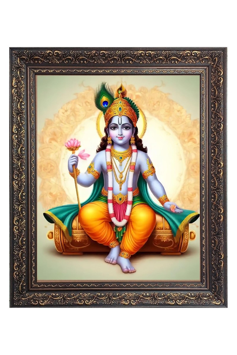 Sri Krishna Big Photo Frame - 22x26 Inches for Home & Office Decoration