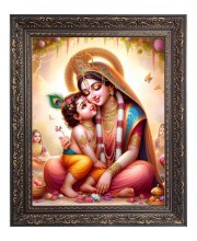 Maa Yoshoda with baby krishna Big Photo Frame - 16x20 Inches for Home & Office Decoration