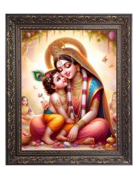 Maa Yoshoda with baby krishna Big Photo Frame - 18x22 Inches for Home & Office Decoration