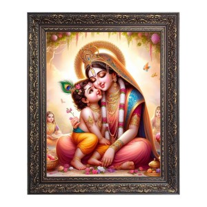 Maa Yoshoda with baby krishna Big Photo Frame - 18x22 Inches for Home & Office Decoration