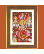 Dhana Lakshmi Photo Frame - 12x16 Inches, Brown Wooden Frame for Home, Office & Temple decoration