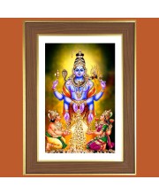 Sri Swarnakarshana Bhairava with Lakshmi Photo Frame - 10x14 Inches, Brown Wooden Frame for Home, Office & Temple decoration