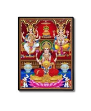 Lakshmi Saraswati & Ganesh Laminated Photo - 5x7 Inches, Divine Blessings for Home & Office and Temple Decoration