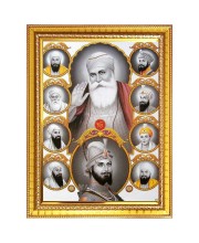 Guru Gobind singh Photo Frame - 10x14 Inches, Brown Wooden Frame for Home, Office & Temple Decoration