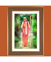 Swami Prabhupada Photo Frame - 10x14 Inches, Brown Wooden Frame for Home, Office & Temple Decoration