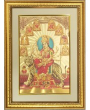Navadurga Golden Photo 11.5x15.5 Inches Perfect for Home, Office & Temple Decoration