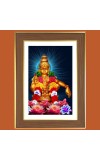 God Ayyappa Swamy Photo Frame - 10x14 Inches, Brown Wooden Frame for Home, Office & Temple Decoration
