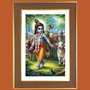 Little Krishna Photo Frame - 14x18 Inches, Brown Wooden Frame for Home, Office & Temple decoration Little Krishna Photo Frame - 14x18 Inches, Brown Wooden Frame for Home, Office & Temple decoration