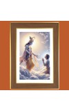 God Krishna Photo Frame - 10x14 Inches, Brown Wooden Frame for Home, Office & Temple Decoration