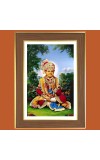 Swaminarayan Photo Frame - 10x14 Inches, Brown Wooden Frame for Home, Office & Temple Decoration