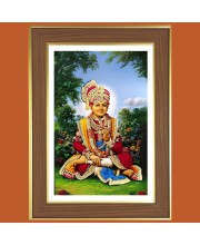 Swaminarayan Photo Frame - 10x14 Inches, Brown Wooden Frame for Home, Office & Temple Decoration