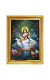 maa saraswati Photo Frame - 12x16 Inches, Brown Wooden Frame for Home, Office & Temple Decoration