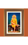 Lord Sai Baba Photo Frame - 12x16 Inches, Brown Wooden Frame for Home, Office & Temple Decoration